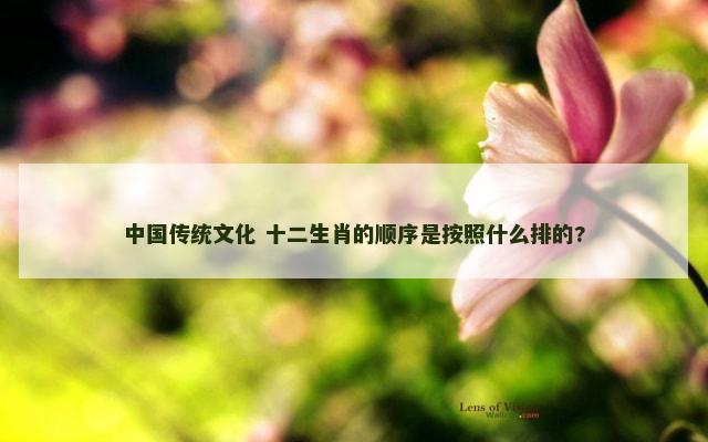 中国传统文化 十二生肖的顺序是按照什么排的?