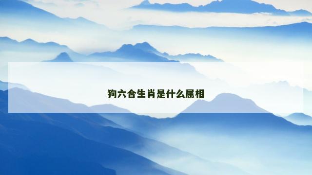 狗六合生肖是什么属相
