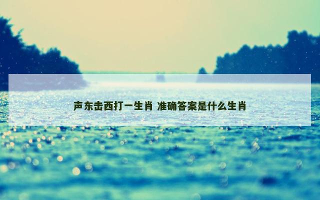 声东击西打一生肖 准确答案是什么生肖