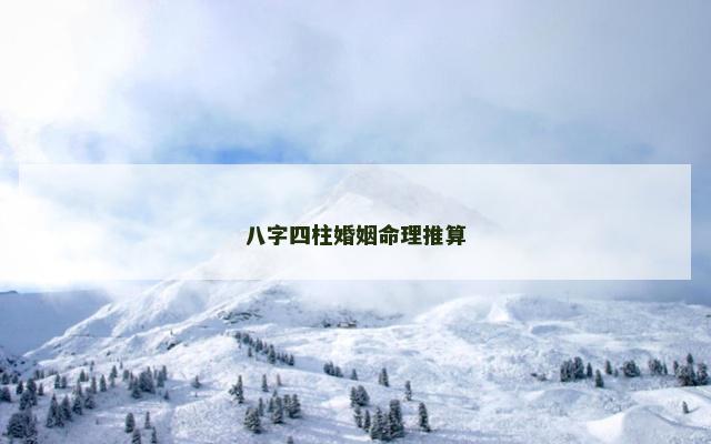 八字四柱婚姻命理推算