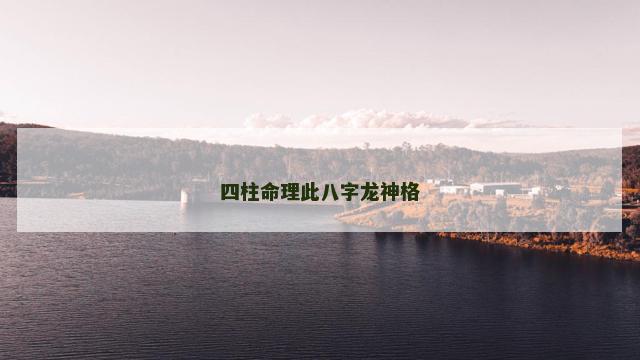 四柱命理此八字龙神格