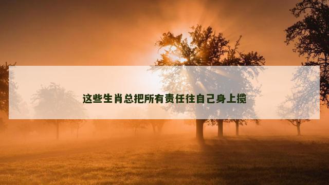 这些生肖总把所有责任往自己身上揽