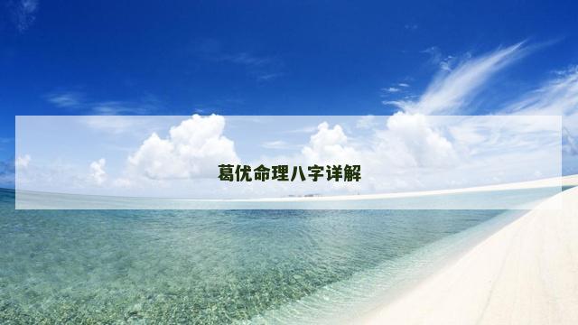 葛优命理八字详解
