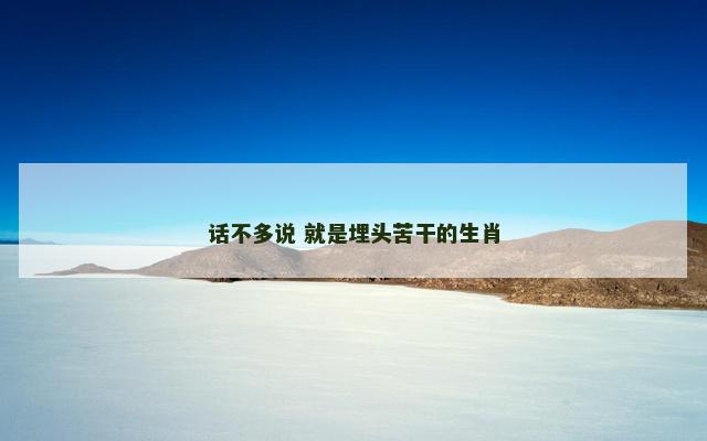 话不多说 就是埋头苦干的生肖
