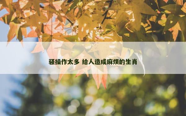 骚操作太多 给人造成麻烦的生肖