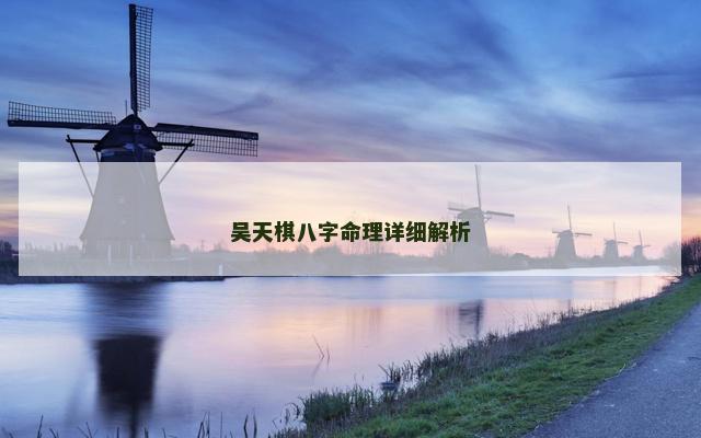 吴天棋八字命理详细解析