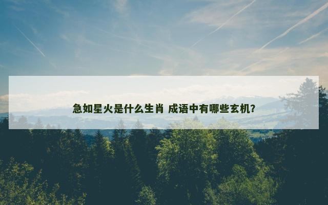 急如星火是什么生肖 成语中有哪些玄机？