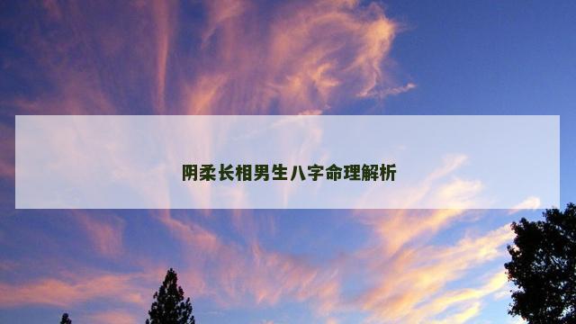 阴柔长相男生八字命理解析