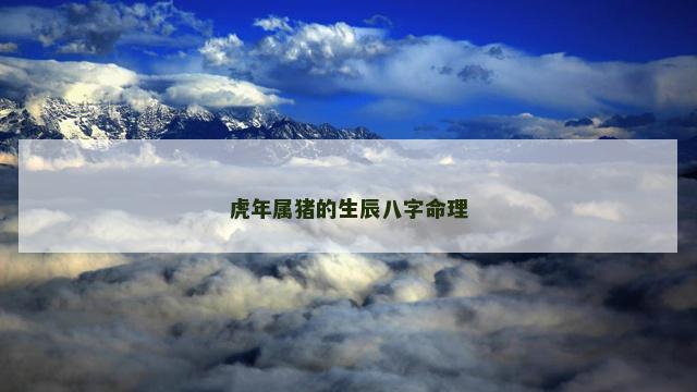 虎年属猪的生辰八字命理