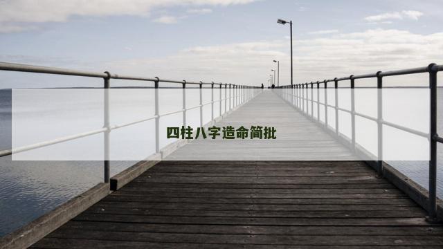 四柱八字造命简批