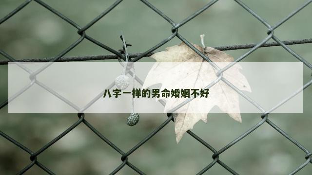 八字一样的男命婚姻不好