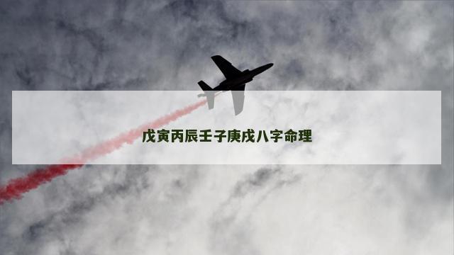 戊寅丙辰壬子庚戌八字命理