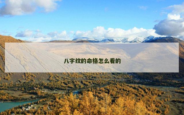 八字纹的命格怎么看的